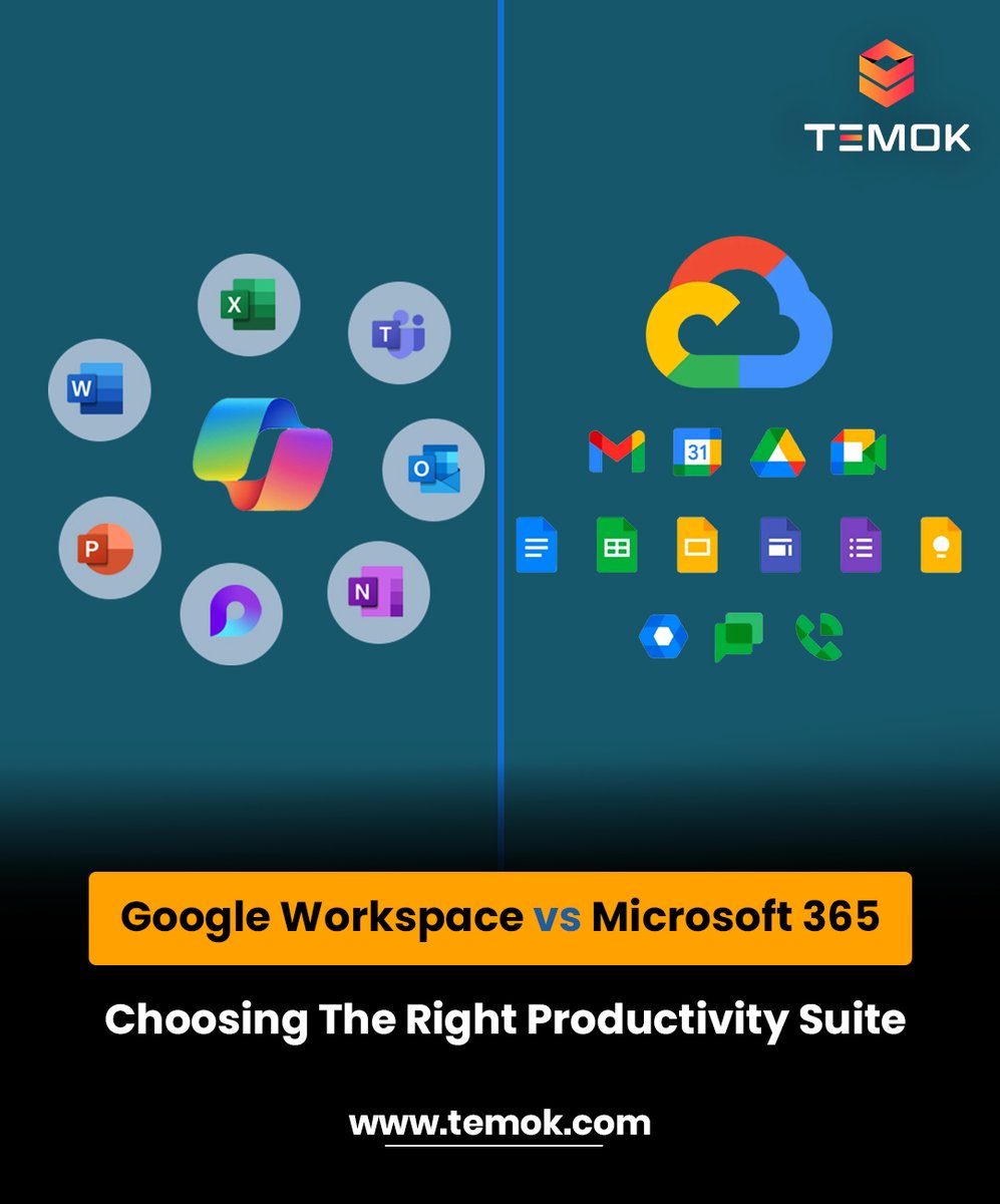 temokvoice's tweet image. Google Workspace vs Microsoft 365 comparison truly comes down to your team&apos;s workflow and the products you use most frequently.
bit.ly/GoogleWorkspac…

#GoogleWorkspacevsMicrosoft365 #GsuitevsOffice365 #ProductivitySoftware #CollaborationTools #TechDebate