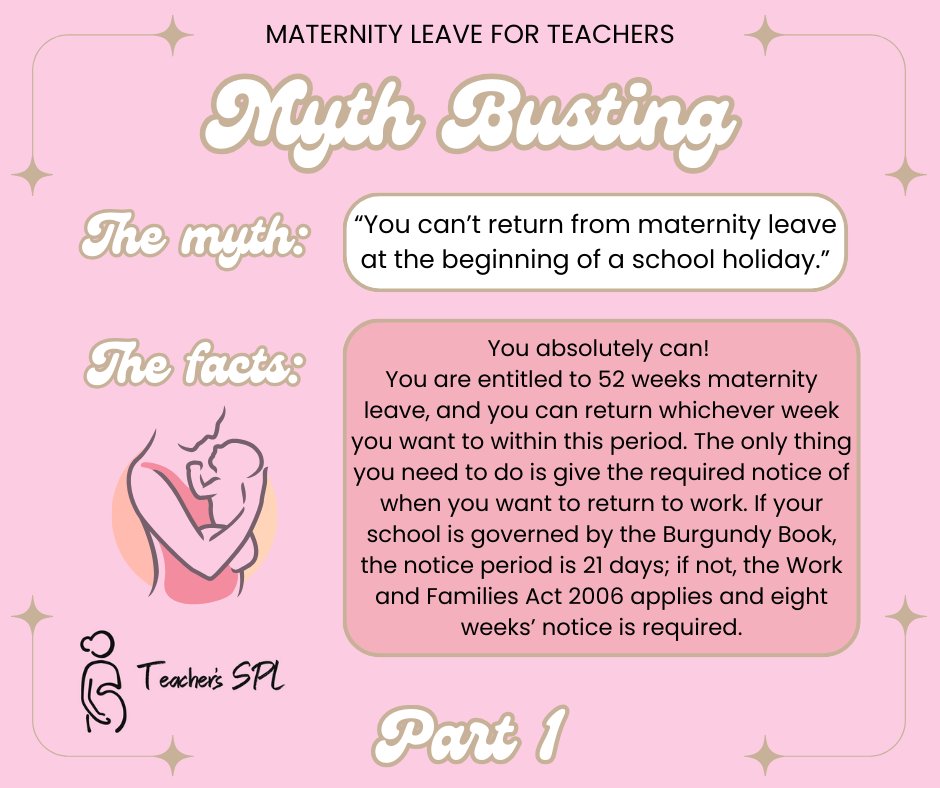 TeachersSPL's tweet image. Our myth busting tips tie in with many of the frequently asked questions we get about Shared Parental Leave. We have a wealth of free info on our site, so if you&apos;re unsure of anything be sure to have a read and feel free to message directly if you need any help! 😊