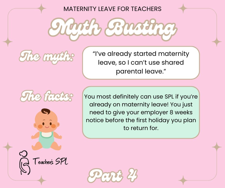 TeachersSPL's tweet image. Our myth busting tips tie in with many of the frequently asked questions we get about Shared Parental Leave. We have a wealth of free info on our site, so if you&apos;re unsure of anything be sure to have a read and feel free to message directly if you need any help! 😊