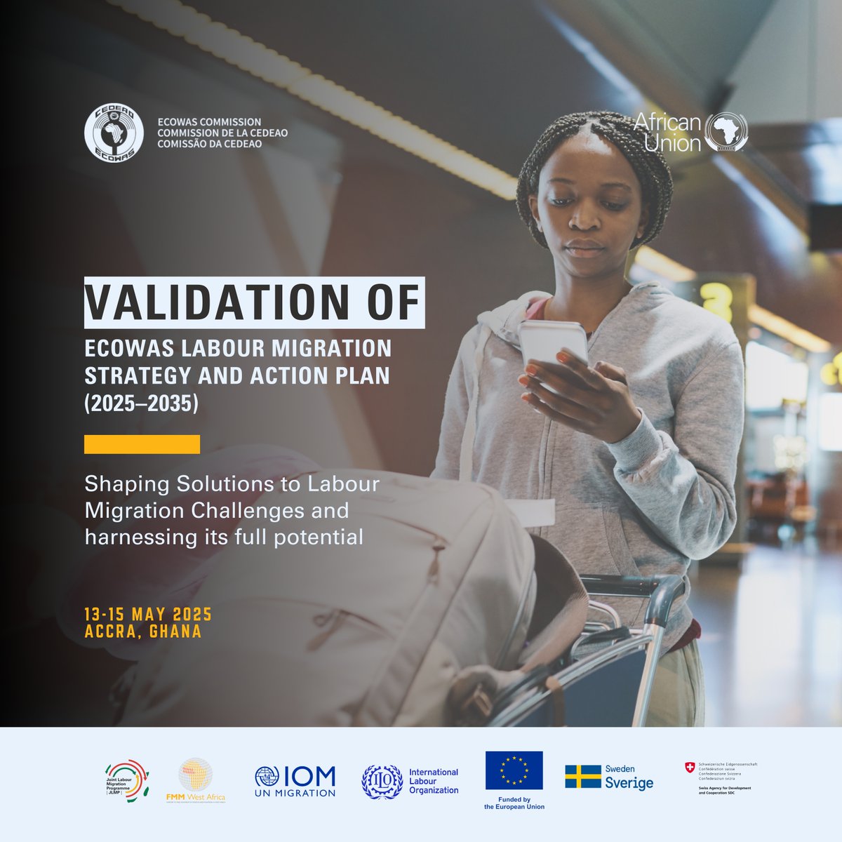 UNinGhana (@uninghana) on Twitter photo From May 13–15, <a href="/ecowas_cedeao/">Ecowas - Cedeao</a>, in collaboration with the AUC, <a href="/UNmigration/">IOM - UN Migration 🇺🇳</a> & <a href="/ilo/">International Labour Organization</a> will validate its comprehensive Labour Migration Strategy and Action Plan. This strategy addresses contemporary labour migration challenges & ways to harness opportunities for regional development. From May 13–15, <a href="/ecowas_cedeao/">Ecowas - Cedeao</a>, in collaboration with the AUC, <a href="/UNmigration/">IOM - UN Migration 🇺🇳</a> & <a href="/ilo/">International Labour Organization</a> will validate its comprehensive Labour Migration Strategy and Action Plan. This strategy addresses contemporary labour migration challenges & ways to harness opportunities for regional development.