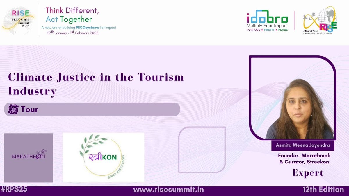 RISEInfinityF's tweet photo. ๐ #RPS25 TOUR: Climate Justice in Tourism! Explore sustainable travel with Asmita Meena Jayendra. Watch now: https://t.co/33rLGkceuZ ๐ฑโจ #ThinkDifferentActTogethe https://t.co/n8MGTiwqTA
