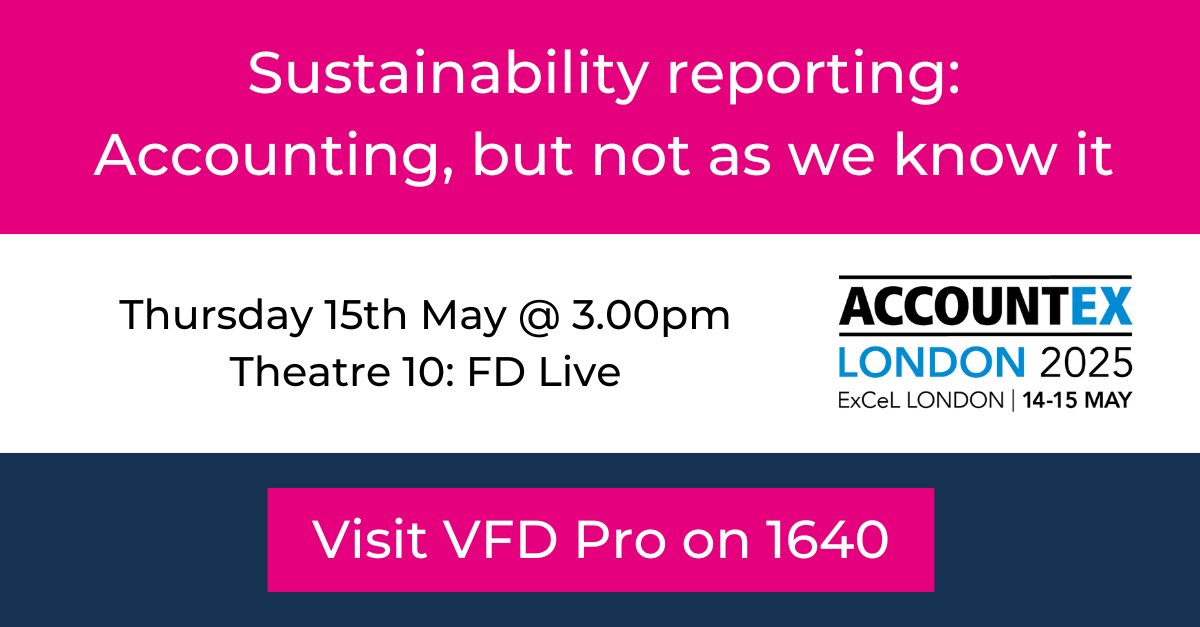 🌱 Sustainability is reshaping accounting.

Join Rosie Dunscombe at #Accountex to learn which ESG reporting rules apply to you — and what’s coming next.

🗓 May 15 | 3:00PM
📍 FD Live Theatre 10 | Sponsored by <a href="/VFDPro/">Virtual Finance Director (VFD Pro)</a> 

#Accountex #accountancy #cpd