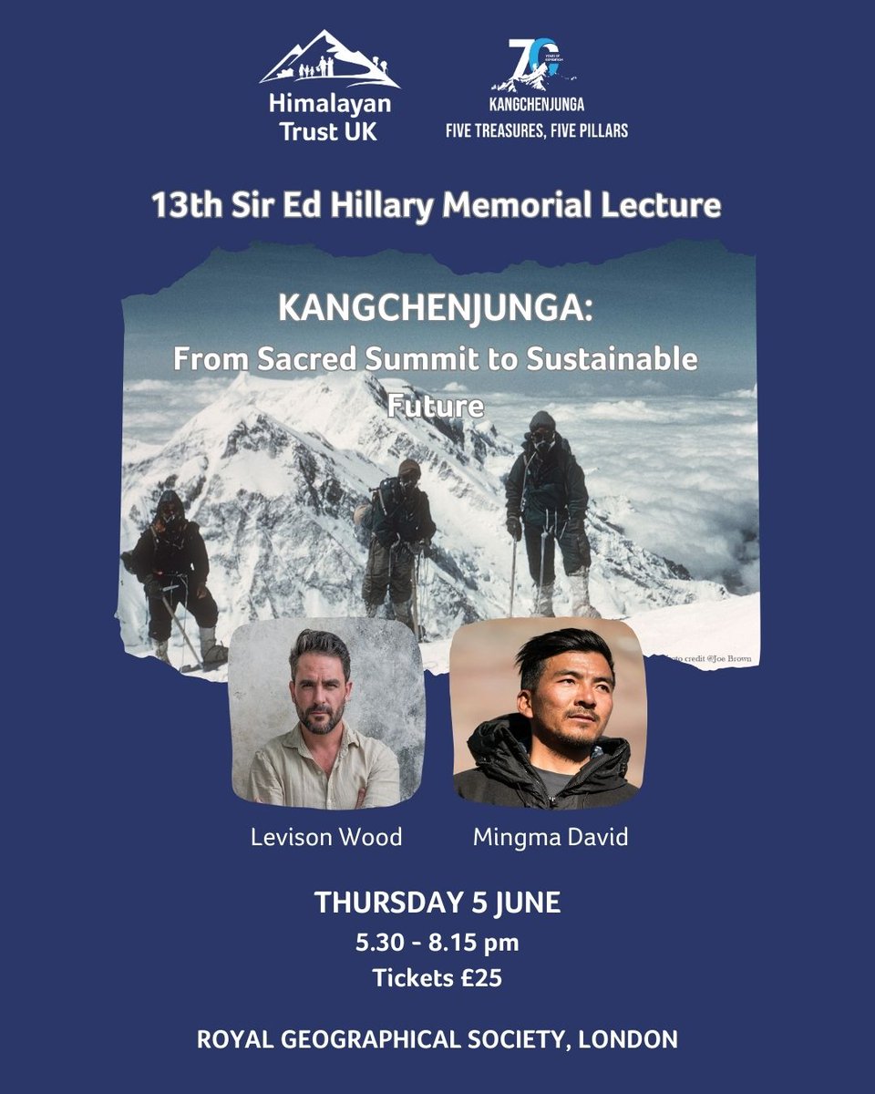 Alpine Club (@thealpineclub) on Twitter photo Our friends at the <a href="/Himalayan_HTUK/">Himalayan Trust UK</a> will be marking the 70th anniversary of the first ascent of #Kangchenjunga with a special event at the <a href="/RGS_IBG/">Royal Geographical Society (with IBG)</a>.
Featuring contributions from <a href="/Levisonwood/">Levison Wood</a>, <a href="/mingma_david/">Mingma David Sherpa</a> & a new film of the 1955 ascent!
Book here ➡️ himalayantrust.co.uk/events/ Our friends at the <a href="/Himalayan_HTUK/">Himalayan Trust UK</a> will be marking the 70th anniversary of the first ascent of #Kangchenjunga with a special event at the <a href="/RGS_IBG/">Royal Geographical Society (with IBG)</a>.
Featuring contributions from <a href="/Levisonwood/">Levison Wood</a>, <a href="/mingma_david/">Mingma David Sherpa</a> & a new film of the 1955 ascent!
Book here ➡️ himalayantrust.co.uk/events/