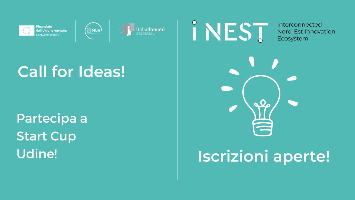 Al via #StartCupUdine! <a href="/uniud/">Università di Udine</a> 
In partenza i training formativi della prima fase "dall'idea alla start up" dal 15 maggio al 5 giugno, per studenti, ricercatori, docenti.
Link per iscrizioni: uniud.it/it/servizi/imp…