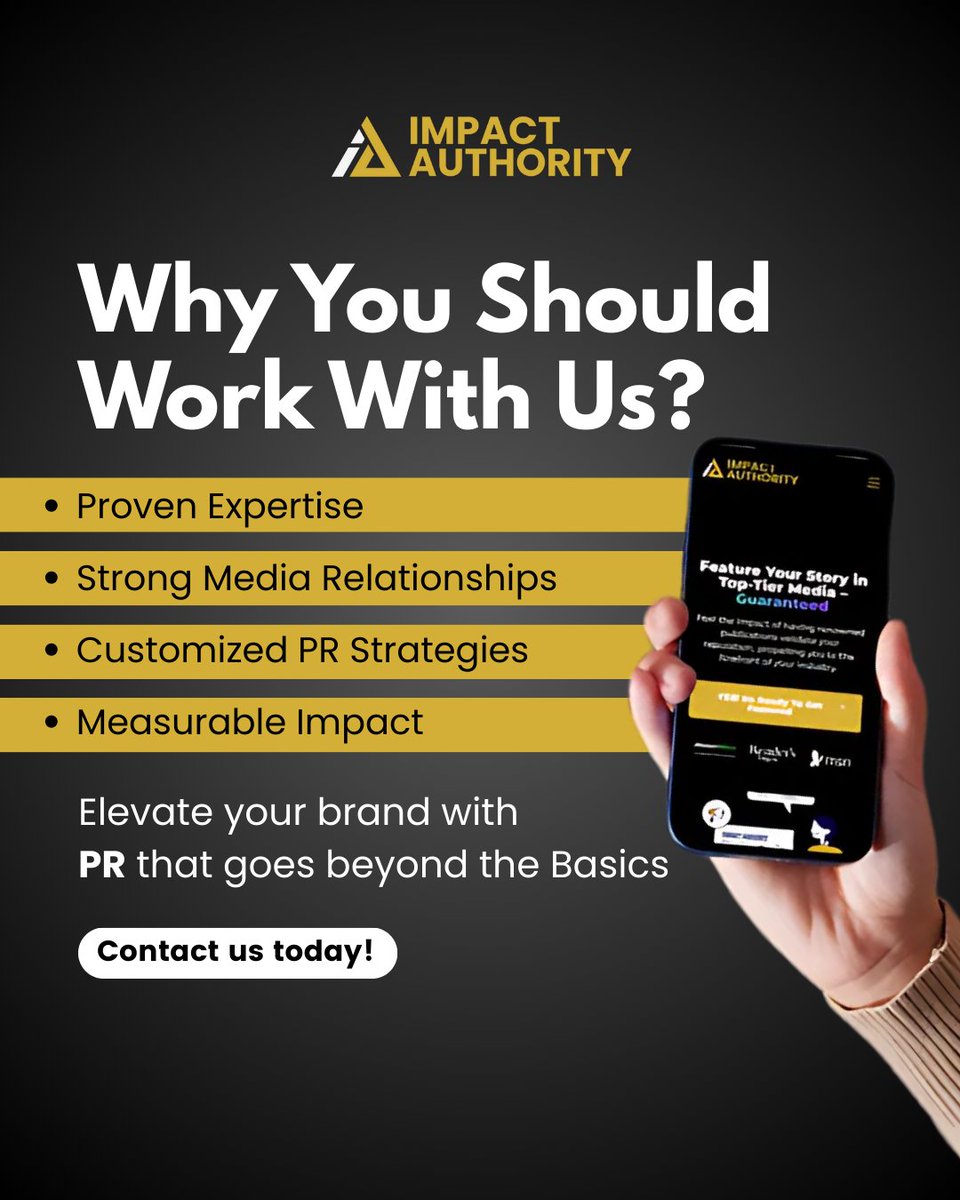 AuthorityImpact's tweet image. PR that delivers real results! With proven expertise, strong media relationships, and customized strategies, we create measurable impact.📢Contact us today! #impactauthority #PRThatWorks #StrategicPR #BrandReputation #MediaExperts #PublicRelations #MarketingSuccess #GrowYourBrand