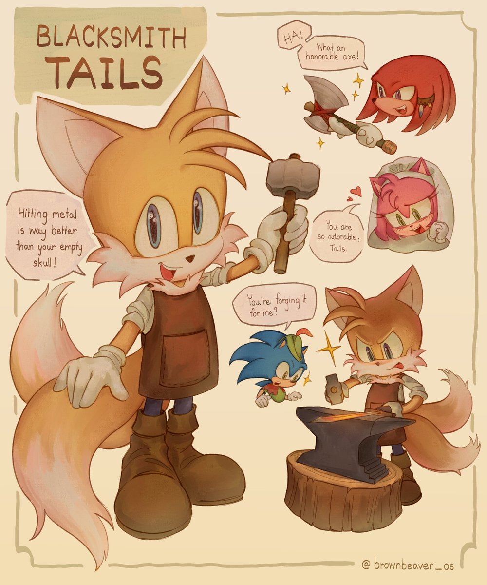 brownbeaver_06's tweet image. Blacksmith #Tails.
The most SERIOUS and FORMIDABLE-
#TailsTheFox #SonicTheHedgehog #Sonic