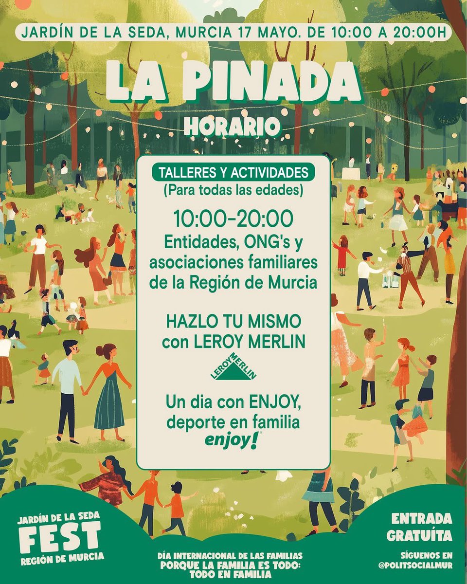 El próximo sábado 17 viene cargado de actividades en el Distrito Norte. Concurso Sabe a Murcia y reparto de 1200 albóndigas de bacalao, día internacional de los museos con reparto de pasteles de carne y Día Internacional de las Familias en el jardín de la Seda. Os esperamos!