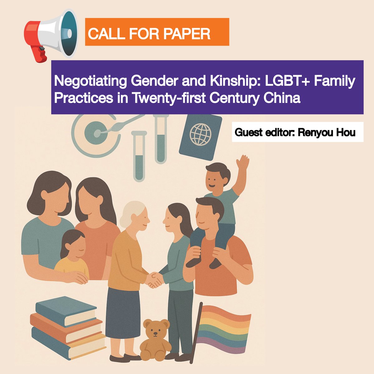 📢 CALL FOR PAPERS China Perspectives - deadline for abstracts: 15/09/2025
"Negotiating Gender and Kinship: LGBT+ Family Practices in Twenty-first Century China"

Guest editor: Renyou Hou 
 
👉cefc.com.hk/redcall-for-pa…

#CallForPapers #sociology #gender #lgbtqia