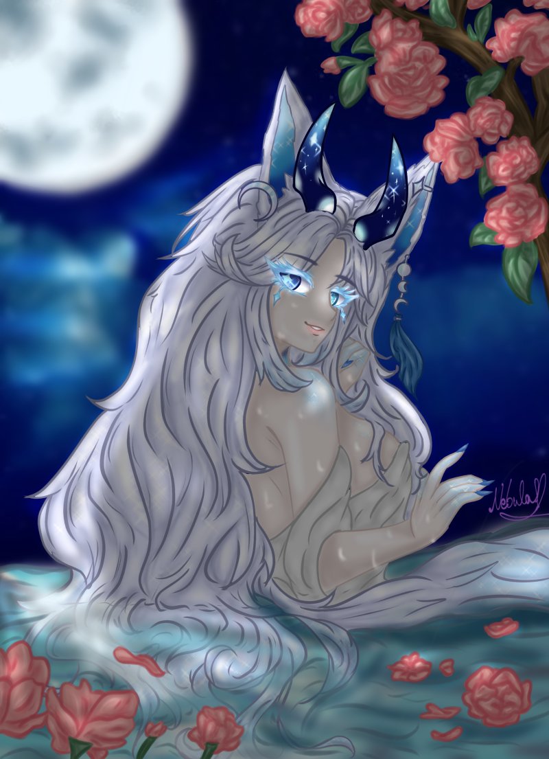 Wollt ihr mit mir unter dem Mondlicht ein Bad genießen?✨💙 

Danke <a href="/x3_nebula/">Nebula_x3</a> für das wunderschöne Fanart, es ist gleichzeitig, dass allererste was ich bekommen habe✨

#GerVtuber #fanart