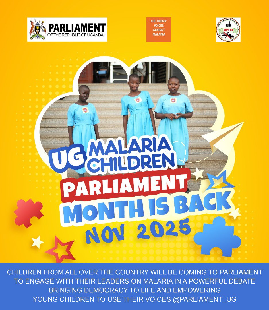CVAM Uganda (@cvam_ug) on Twitter photo The Malaria Children’s Parliament Month is Back!
This November 2025, children from across Uganda will gather at <a href="/Parliament_Ug/">Parliament of Uganda</a> to engage in powerful debates on malaria with their leader.
#CVAM | #MalariaFreeUganda
#MalariaFreeSchools The Malaria Children’s Parliament Month is Back!
This November 2025, children from across Uganda will gather at <a href="/Parliament_Ug/">Parliament of Uganda</a> to engage in powerful debates on malaria with their leader.
#CVAM | #MalariaFreeUganda
#MalariaFreeSchools
