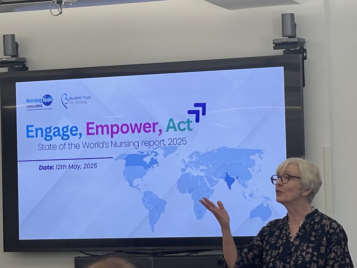 SteveJFord's tweet photo. First event of today is a filming session  to promote the State of the World’s Nursing report hosted by ⁦@BurdettTrust⁩ and ⁦@NursingNow2020⁩. Burdett CEO Clare Gable sets the scene #IND2025 #internationalnursesday2025 https://t.co/6ng8mJp4hF
