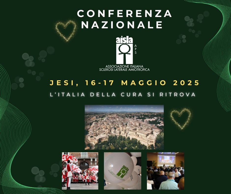 AISLA chiama a raccolta l’Italia della cura. L'Associazione riunirà a Jesi istituzioni, medici, famiglie, volontari per costruire insieme nuove prospettive di cura e diritti per le persone con #SLA. Dalle 15:00 del 16/5 momento pubblico presso l'Hotel Federico II. Stay Tuned!