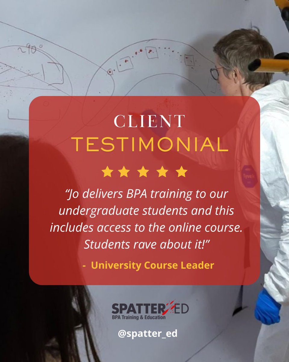 Delivering BPA Training to Universities

If you are responsible for curriculum development, or deliver forensic teaching at your university, we would be happy to discuss how we can help you offer professional-level training to your students.

spattered.co.uk