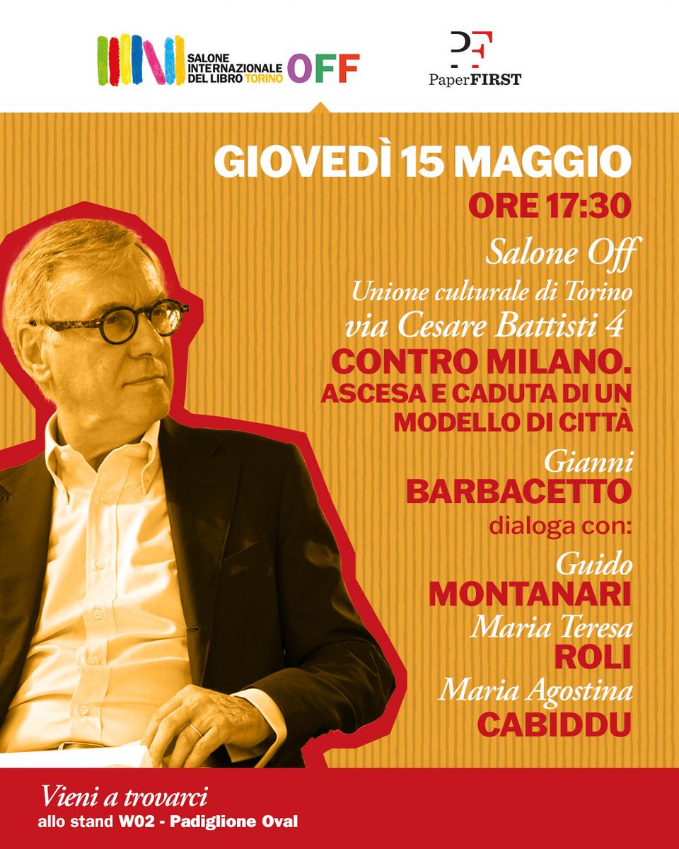 gbarbacetto's tweet image. MI-TO. Vi aspetto giovedì 15 al #Fuorisalone di Torino. Ore 17.30 all’Unione culturale di Torino parleremo di “Contro Milano” ma anche di Torino. Problemi comuni. E l’assessore all’urbanistica di To è indagato dalla Procura di Mi per reati urbanistici e per corruzione @PaperFirst