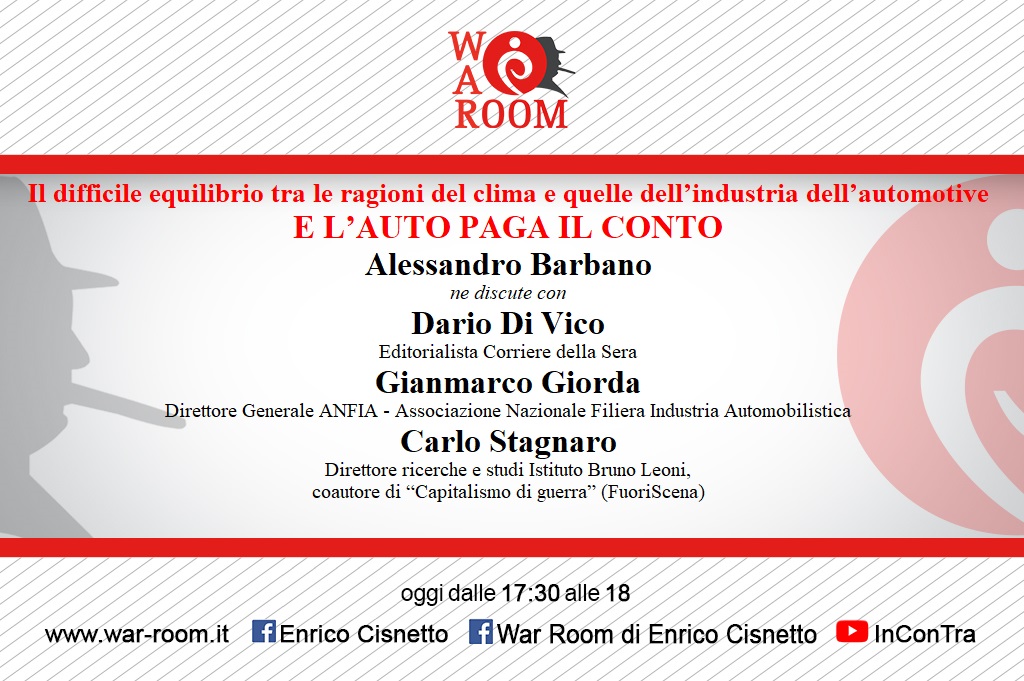 Il difficile equilibrio tra le ragioni del clima e quelle dell’industria dell’#automotive  E L’AUTO PAGA IL CONTO <a href="/alebarbano/">Alessandro Barbano</a> con <a href="/dariodivico/">dario di vico</a> Corriere della Sera, <a href="/gianmarcogiorda/">gianmarco giorda</a> DG <a href="/ANFIA_it/">ANFIA</a> e <a href="/CarloStagnaro/">Carlo Stagnaro 🏴󠁧󠁢󠁥󠁮󠁧󠁿🇺🇦</a> <a href="/istbrunoleoni/">Istituto Bruno Leoni</a> , Capitalismo di guerra (FuoriScena)