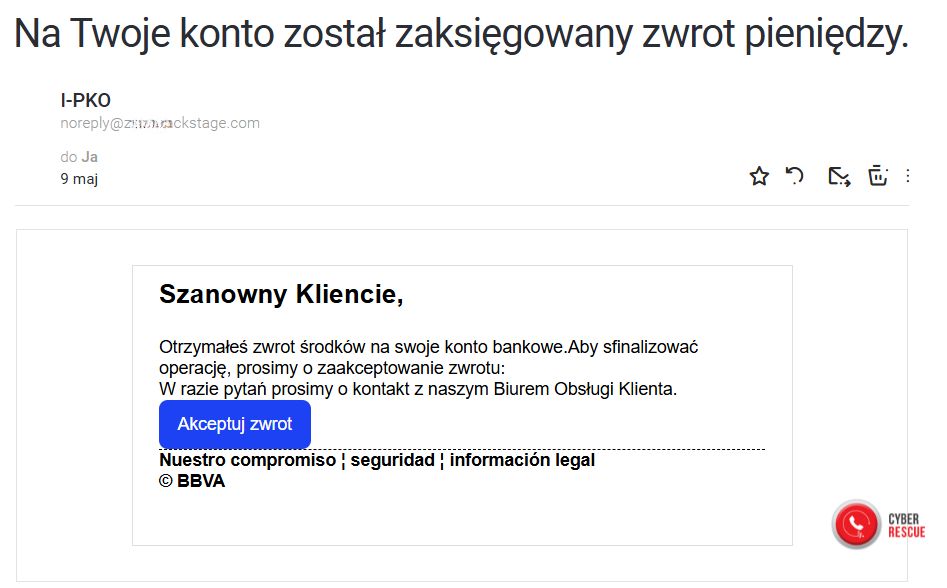 Kan (TECHNOSenior) (@technosenior1) on Twitter photo 🛑 Otrzymałeś maila od „PKO BP” z informacją o zwrocie środków na konto? Zachowaj czujność – to nie prezent od banku, a perfidna próba wyłudzenia danych!
<a href="/cyber_rescue/">CyberRescue</a>
<a href="/PKOBP/">PKO Bank Polski</a>
techno-senior.com/2025/05/12/%f0… 🛑 Otrzymałeś maila od „PKO BP” z informacją o zwrocie środków na konto? Zachowaj czujność – to nie prezent od banku, a perfidna próba wyłudzenia danych!
<a href="/cyber_rescue/">CyberRescue</a>
<a href="/PKOBP/">PKO Bank Polski</a>
techno-senior.com/2025/05/12/%f0…