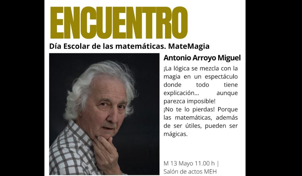 📲Encuentro virtual #MateMagia con Antonio Arroyo en el <a href="/museoevolucion/">MuseoEvoluciónHumana</a> 

🗓️Martes, 13 de mayo de 2025
🕚11:00 horas

🔴En directo youtube.com/watch?v=geUWDt…