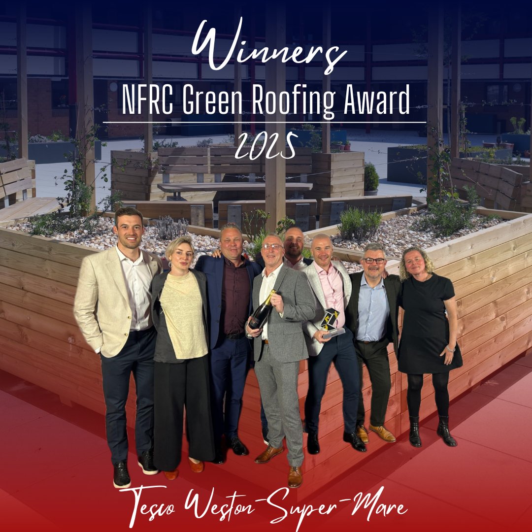 🎉 We Won! 🏆

We are delighted to announce that Weatherproofing Advisors Ltd has won the NFRC Green Roofing Award at the UK Roofing Awards 2025 for our Tesco Weston-Super-Mare project!

#NFRC #GreenRoofing #UKRoofingAwards2025 #Sustainability #WeatherproofingAdvisors