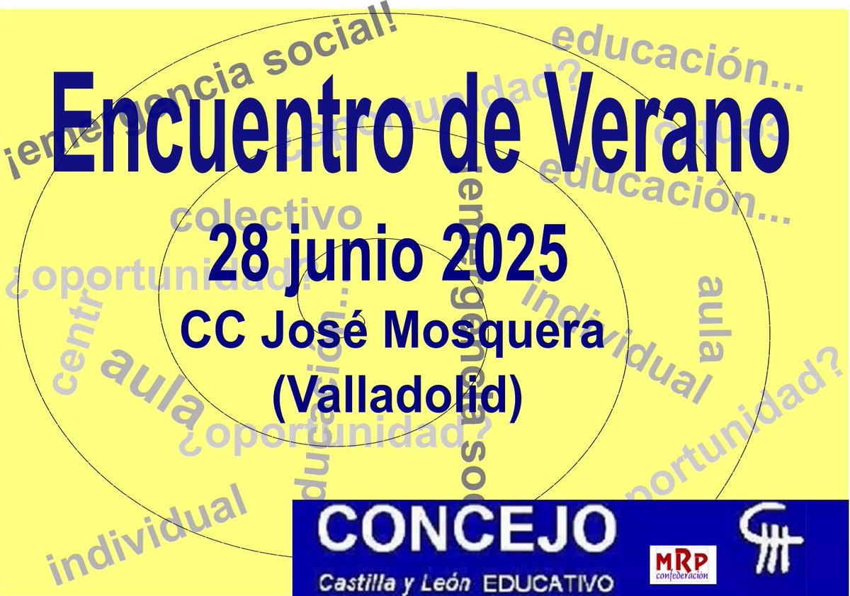👩🏻‍🏫👨🏼‍🏫📢 Encuentro de Verano de #ConcejoEducativoCyL 
👉🏻Sobre “lo individual/lo colectivo” en el aula, en el mundo.
¿Cómo se ha deteriorado la imagen de lo colectivo? ¿Cómo generar ilusión para revertirlo?
Muy pronto tendréis toda la información.
✏️ Reserva la fecha en tu agenda 👇🏼