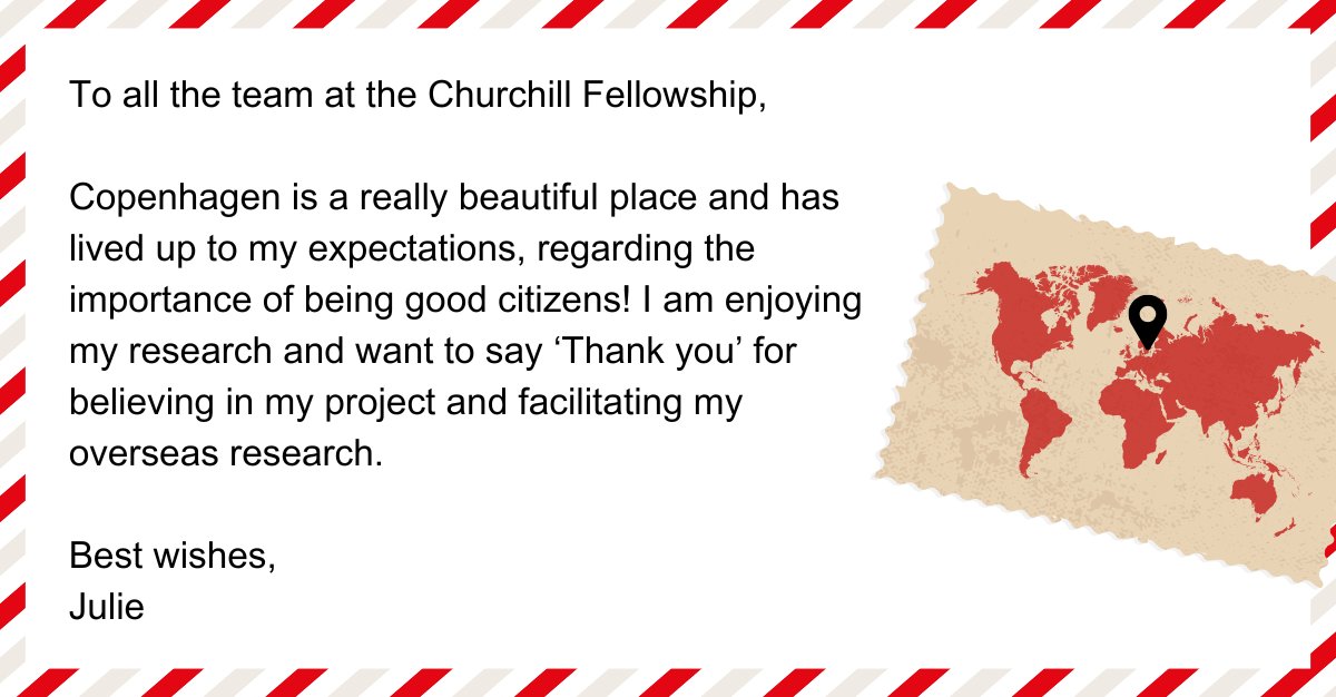 With love from Copenhagen! 💌

Churchill Fellow Julie writes from Denmark, where she’s exploring how schools embed citizenship to improve citizenship provision for young people in Northern Ireland.

We love hearing from Fellows on the move – safe travels, Julie! ✈️