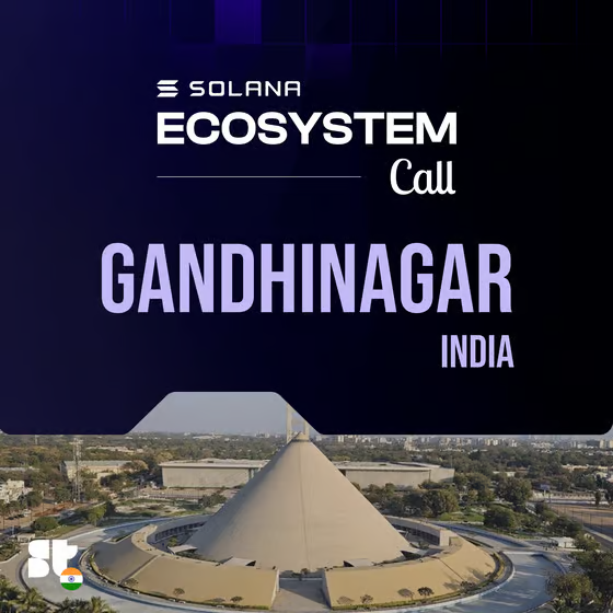 gm Gandhinagar ☀️
The Solana Ecosystem Call IRL is BACK this May 🛠️⚡️
🗓️ 13th May, 2025
🕖 7 PM onwards

Builders, founders, degens &amp; frens — let’s vibe, learn &amp; talk Solana together 🧡

Catch it live — the only way we know how 😉