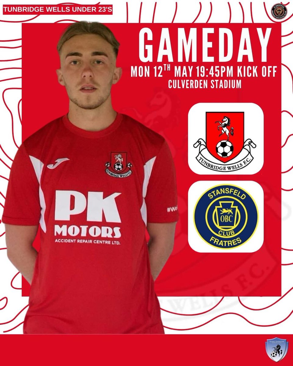 Tunbridge Wells FC (@tun_wells_fc) on Twitter photo Come and support our Under 23’s tonight when they face Stansfield U23 in their last Home game of the season in the <a href="/SCEFLeague/">Presence & Co. SCEFL League</a> at The Culverden Stadium
Your support is appreciated 🙌
📅 Mon 12th May
🕒 KO 7:45pm
🏆 SCEFL Dev
🏟Culverden Stadium TN4 9SG
🍺 Bar
🎟️ £5 Come and support our Under 23’s tonight when they face Stansfield U23 in their last Home game of the season in the <a href="/SCEFLeague/">Presence & Co. SCEFL League</a> at The Culverden Stadium
Your support is appreciated 🙌
📅 Mon 12th May
🕒 KO 7:45pm
🏆 SCEFL Dev
🏟Culverden Stadium TN4 9SG
🍺 Bar
🎟️ £5