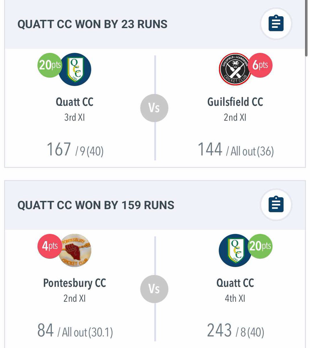 Quatt Cricket Club tweet media