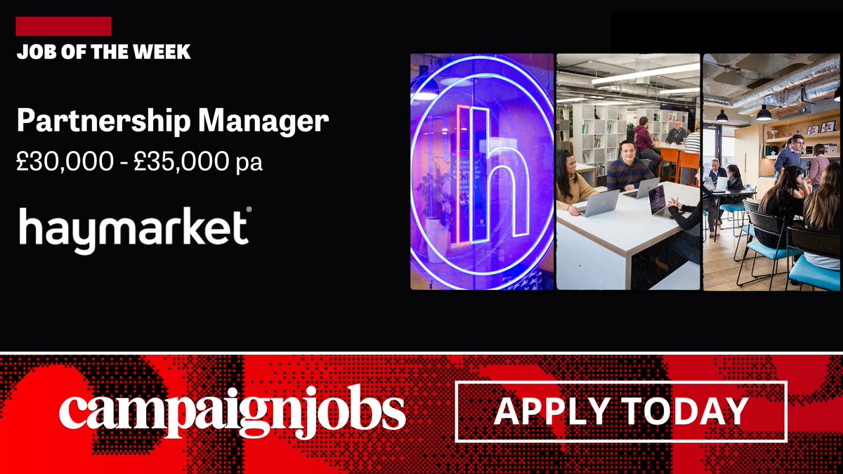 📣 Lead the delivery of high-impact medical events and content solutions as a Partnerships Manager at <a href="/WorldOfWonderly/">Wonderly</a> (<a href="/Haymarket_Media/">Haymarket Media Group</a> Group) 

 ✅Apply here: campaignlive.co.uk/jobs/job/15687…
