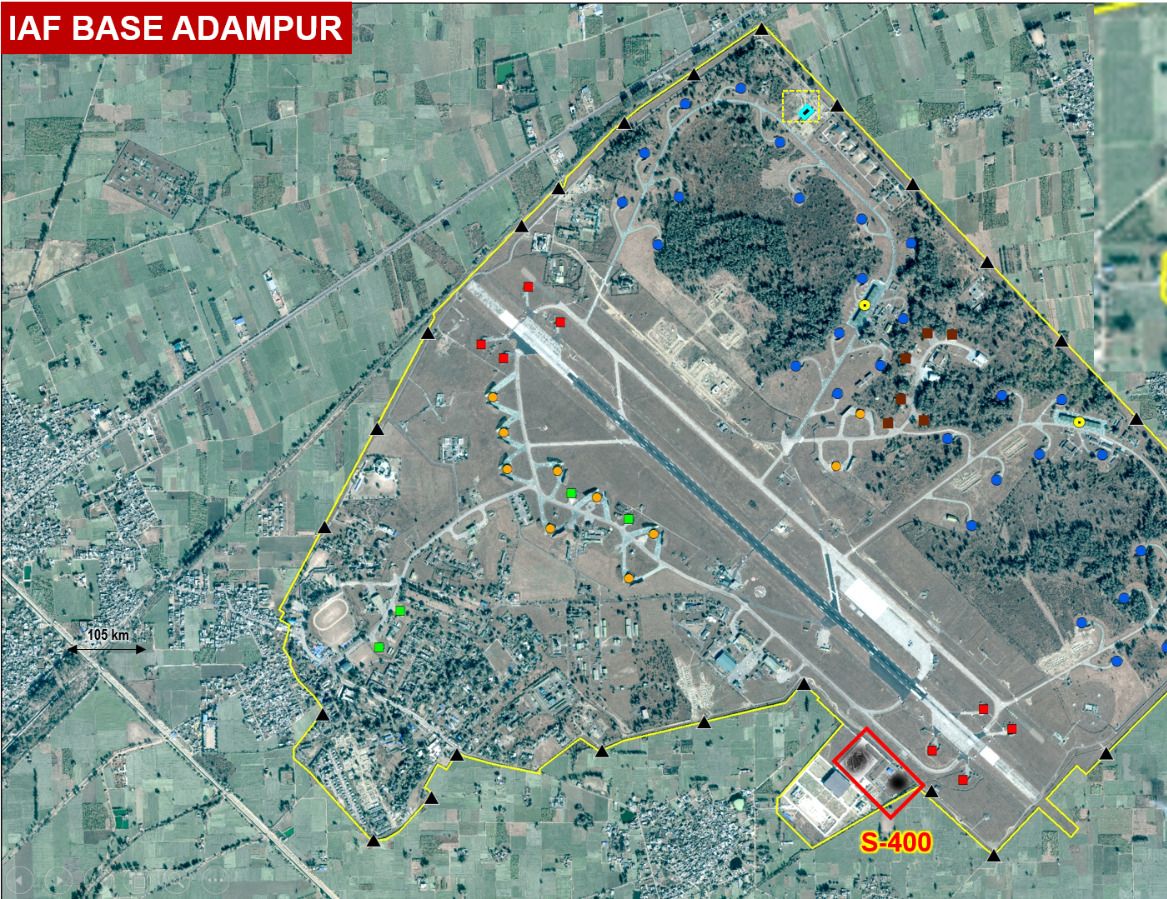 Big Breaking!!

📍First satellite imagery of Adampur Air Base makes appearance. Leaves no doubt that S-400 has been knocked out at the Airbase.

1/2