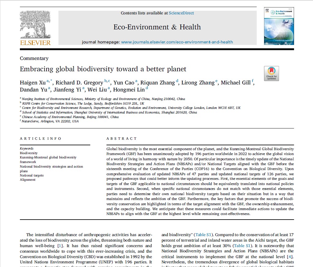 Richard D Gregory (@richdgregory3) on Twitter photo New📄Embracing global biodiversity toward a better planet - delivering on the CBD's Global Biodiversity Framework by aligning national biodiversity goals & targets with local circumstances & building capacity ⬇️
sciencedirect.com/science/articl… <a href="/RSPBScience/">RSPB Science</a> <a href="/UCLCBER/">UCL Centre for Biodiversity & Environment Research</a> New📄Embracing global biodiversity toward a better planet - delivering on the CBD's Global Biodiversity Framework by aligning national biodiversity goals & targets with local circumstances & building capacity ⬇️
sciencedirect.com/science/articl… <a href="/RSPBScience/">RSPB Science</a> <a href="/UCLCBER/">UCL Centre for Biodiversity & Environment Research</a>