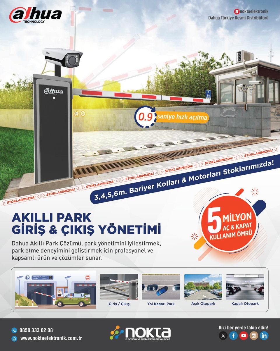 🚗 Geçişler Artık Daha Akıllı ve Daha Hızlı! | Dahua Bariyer Sistemleriyle Tanışın 🚗

🔐 Plaka tanıma entegrasyonu,
⚙️ Uzaktan kontrol,
⚡ Hızlı açılma-kapanma süresi ile siteler, otoparklar ve işletmeler için ideal çözüm!

bit.ly/4jQkCrb
