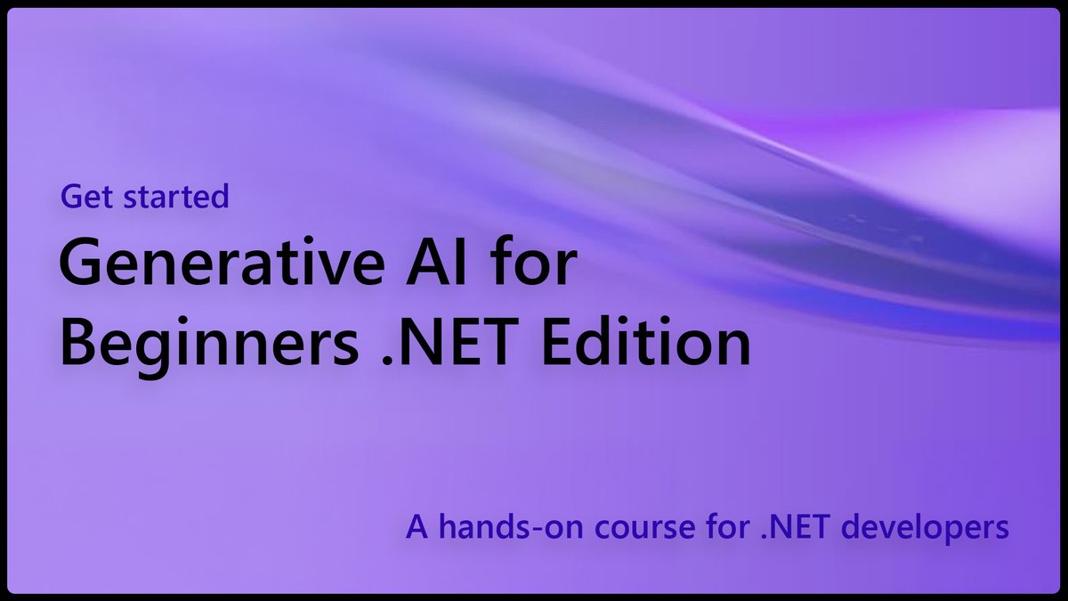 The “Generative AI for Beginners .NET" course on GitHub is designed to help #dotNET developers dive into the world of #GenAI. Start adding GenAI to your .NET projects. msft.it/6018SKdfq