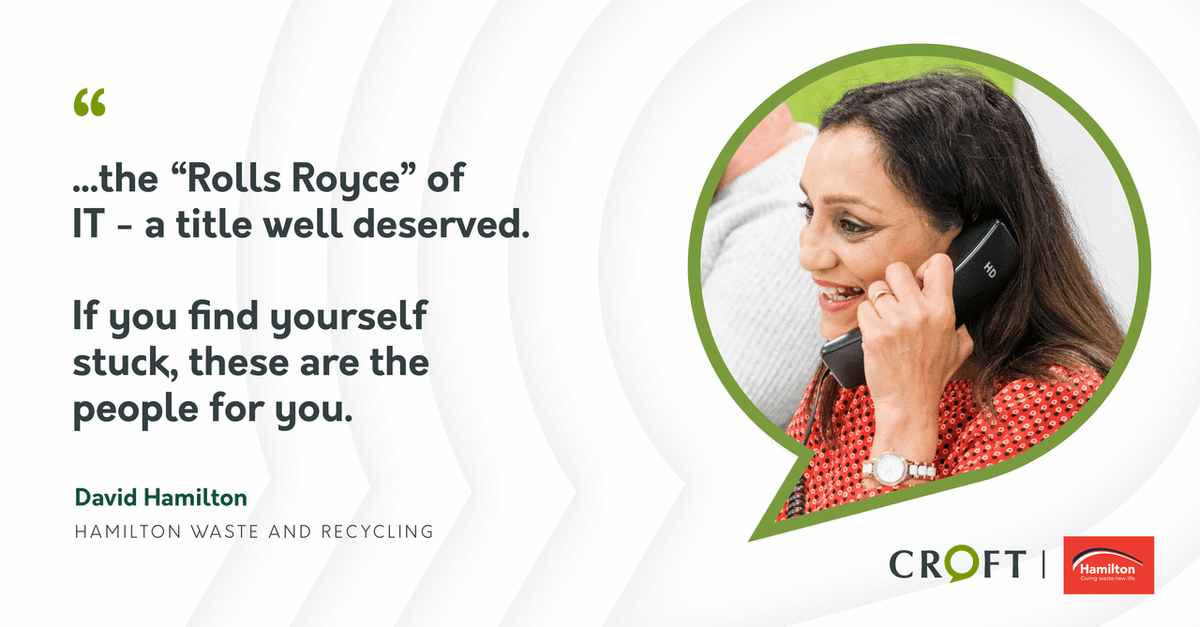 CroftMSP's tweet image. “The Rolls Royce of IT” That’s how Hamilton Waste described our response after weeks of IT disruption. We restored their systems and helped bring confidence back to the team and their clients. croftmsp.com #CroftMSP #Testimonial  #BusinessMobiles