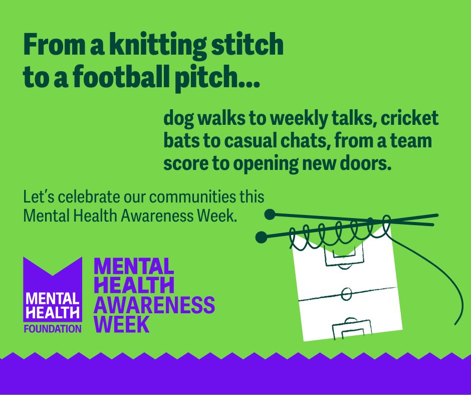 This #MentalHealthAwarenessWeek celebrates community, together for good mental health. We all need community - what's yours? 

Here are a few resources including Logos, Posters, Social media posts to help you get involved: mentalhealth.org.uk/our-work/publi… 

#ThisIsMyCommunity