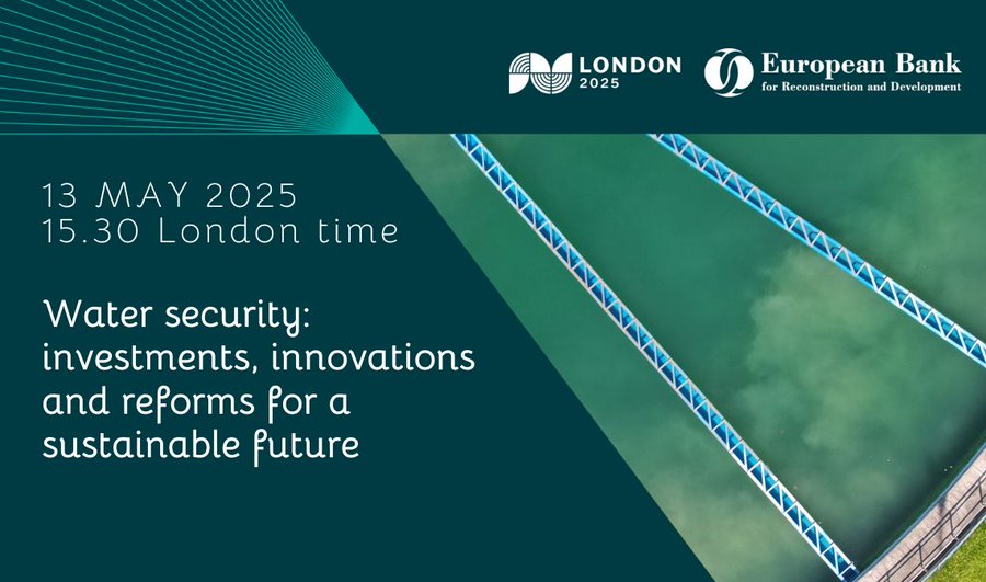 The EBRD (@ebrd) on Twitter photo Our last event of the day is Water security: investments, innovations and reforms for a sustainable future #EBRDam
Watch it with BBC's <a href="/kacungira/">Nancy Kacungira</a>, UNICEF’s Nicolas Osbert, OECD’s Walid Oueslati, Ekaterina Miroshnik, Cindy Yao
⏰ 13 May 15:30 London Time
youtube.com/watch?v=csfcZo… Our last event of the day is Water security: investments, innovations and reforms for a sustainable future #EBRDam
Watch it with BBC's <a href="/kacungira/">Nancy Kacungira</a>, UNICEF’s Nicolas Osbert, OECD’s Walid Oueslati, Ekaterina Miroshnik, Cindy Yao
⏰ 13 May 15:30 London Time
youtube.com/watch?v=csfcZo…