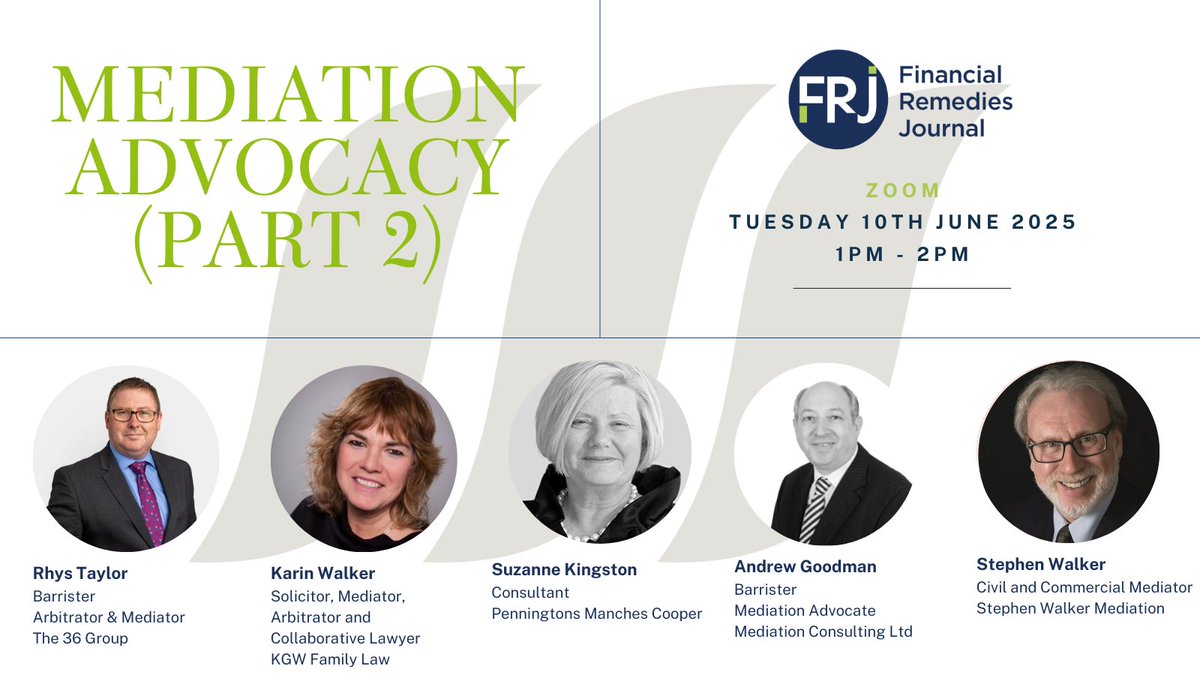 Join our expert panel for the second instalment of 'Mediation Advocacy' at 1pm on Tuesday 10th June 2025.

classlegal.com/blogs/webinars…