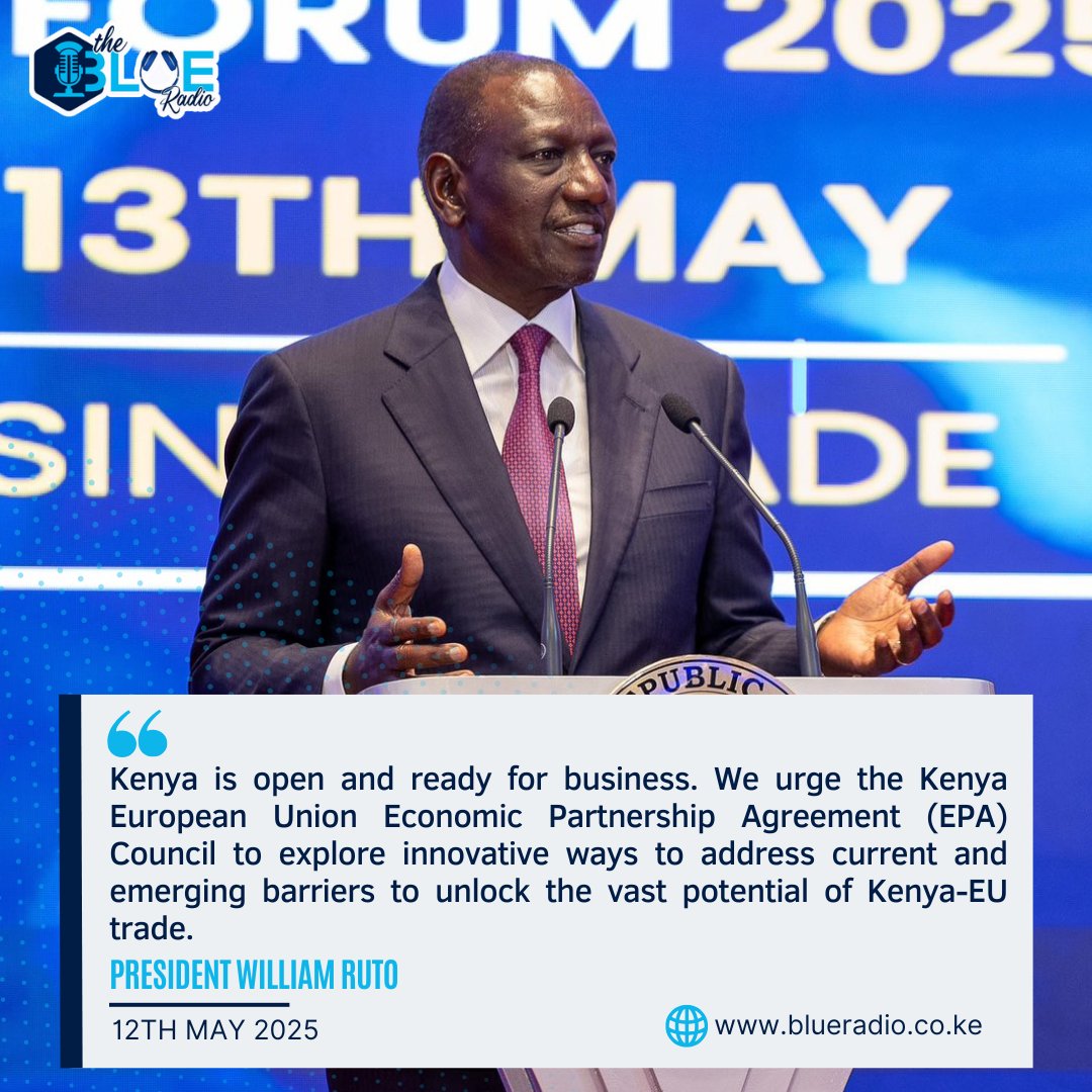 President William Ruto has reaffirmed Kenya’s commitment to fostering a competitive and resilient economy at the Kenya-EU Business Forum in Nairobi. 

Ruto urged the Kenya-EU Economic Partnership Agreement (EPA) Council to tackle trade barriers and unlock the vast potential of
