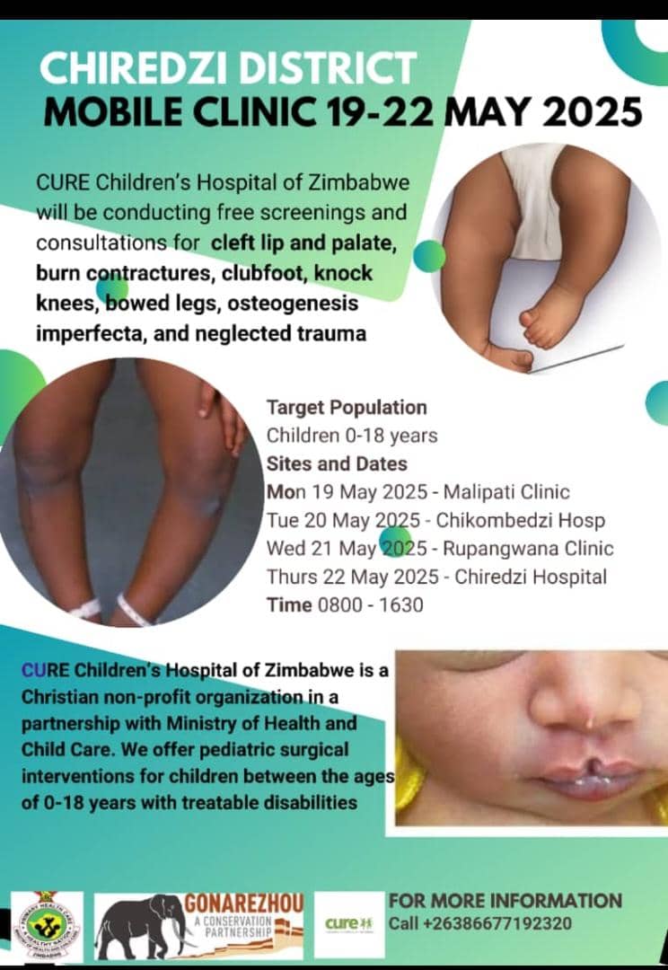 CWGH-Zimbabwe (@cwgh1) on Twitter photo Opportunity not to be missed: Free screening and consultations for cleft lip and palate, burn contractures, clubfoot, knock knees, bowed legs etc #ChiredziDistrict <a href="/MoHCCZim/">Ministry of HealthZW</a> <a href="/Itairusike/">Itai Josh Rusike</a> <a href="/BuheraResNet/">BUHERA RESIDENTS NETWORK</a> <a href="/ChiredziRDC/">Chiredzi RDC</a> <a href="/ChiredziW/">CHIREDZI WATCH</a> <a href="/ChiredziT/">Chiredzi TV</a> <a href="/WagZimbabwe/">WAG Zimbabwe</a> <a href="/centreforyouths/">Lunia Centre For Youths</a> Opportunity not to be missed: Free screening and consultations for cleft lip and palate, burn contractures, clubfoot, knock knees, bowed legs etc #ChiredziDistrict <a href="/MoHCCZim/">Ministry of HealthZW</a> <a href="/Itairusike/">Itai Josh Rusike</a> <a href="/BuheraResNet/">BUHERA RESIDENTS NETWORK</a> <a href="/ChiredziRDC/">Chiredzi RDC</a> <a href="/ChiredziW/">CHIREDZI WATCH</a> <a href="/ChiredziT/">Chiredzi TV</a> <a href="/WagZimbabwe/">WAG Zimbabwe</a> <a href="/centreforyouths/">Lunia Centre For Youths</a>