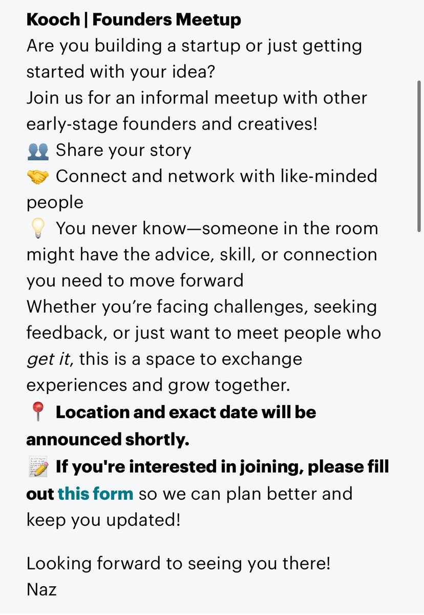 چون بیشتر توی این پروسه دارم میوفتم و به نظرم آدم‌هایی که توی مسیر مشابه هستن میتونن به هم کمک کنند👇
#استارت‌اپ #هلند #امستردام 

meetup.com/culturalgather…