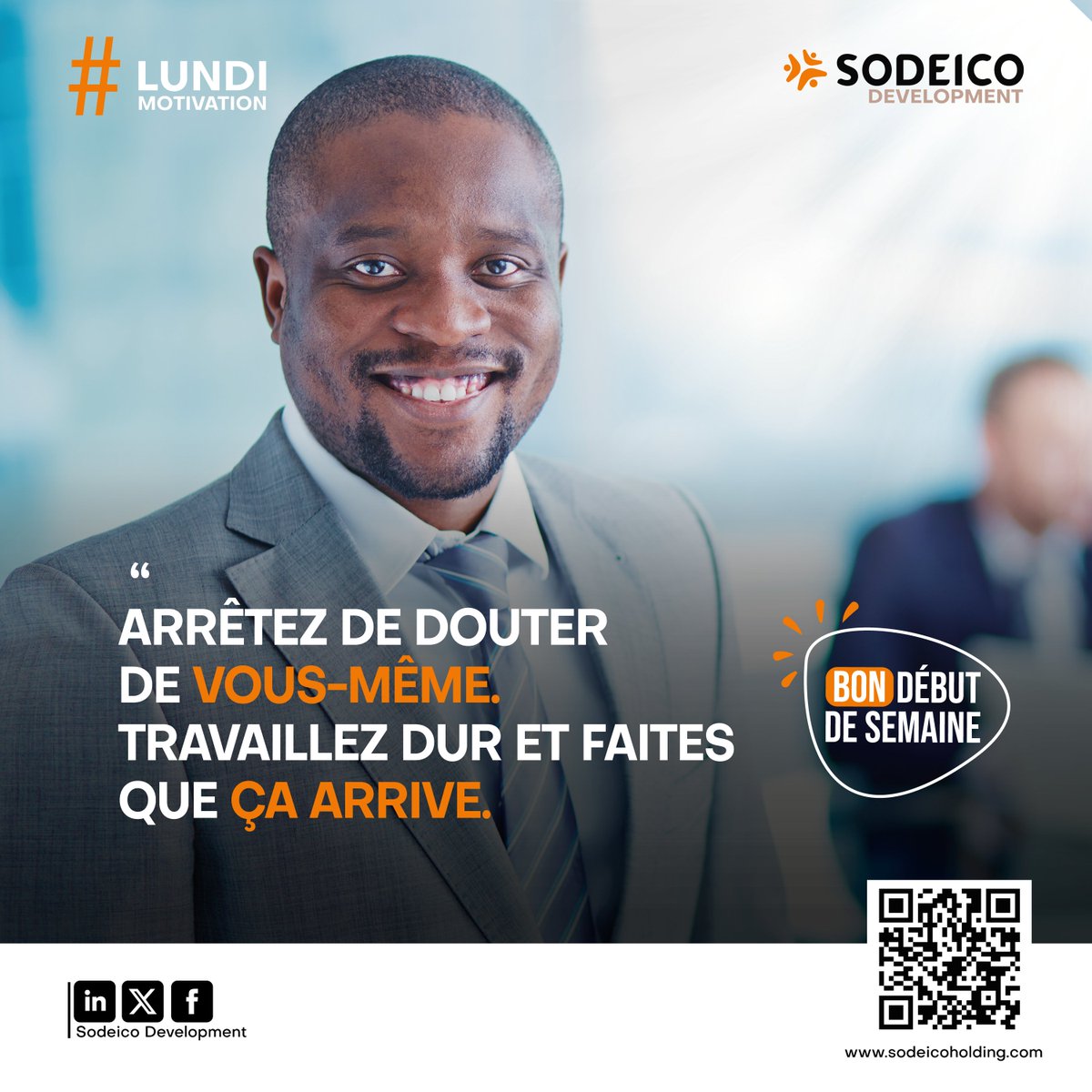 💡 Arrêtez de douter de vous-même. Travaillez dur et faites que ça arrive.
Chaque jour, choisissez d’agir plutôt que de douter. Même les petites actions répétées avec constance finissent par bâtir de grandes réussites.

#ConfianceEnSoi #TravailDur #Motivation