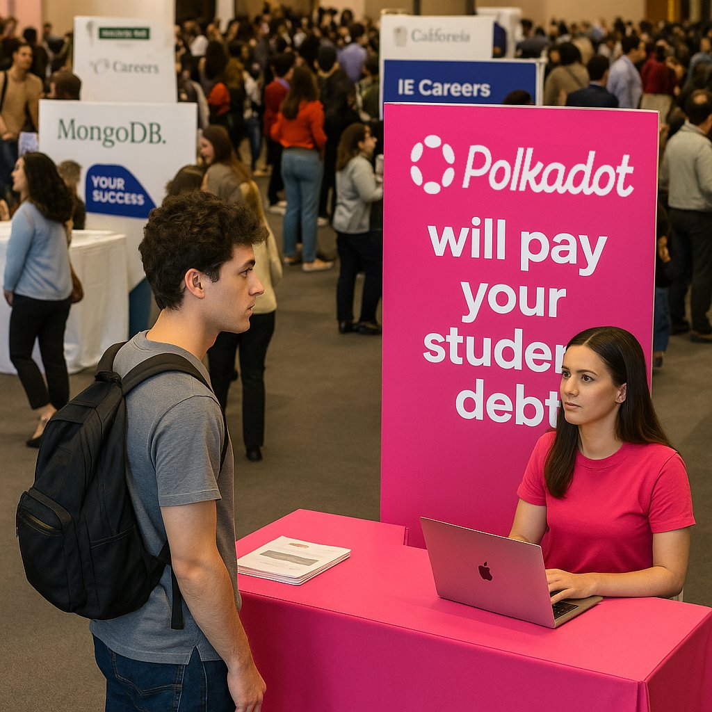🚨 "POLKADOT WILL PAY YOUR STUDENT DEBT"

You're a fresh university grad. Searching for what's next.

Big orgs like Google or Meta don't sound appealing. You don't trust them.

You're hungry. Eager to change the world...
... and $50,000 dollars in debt.

All you know is you want