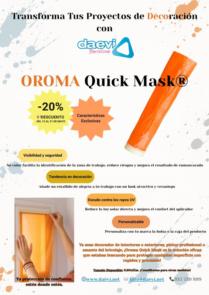DaeviEvolution's tweet image. 🖌️ ¿Pintas? Protege como un profesional con el nuevo Oroma Quick Mask®