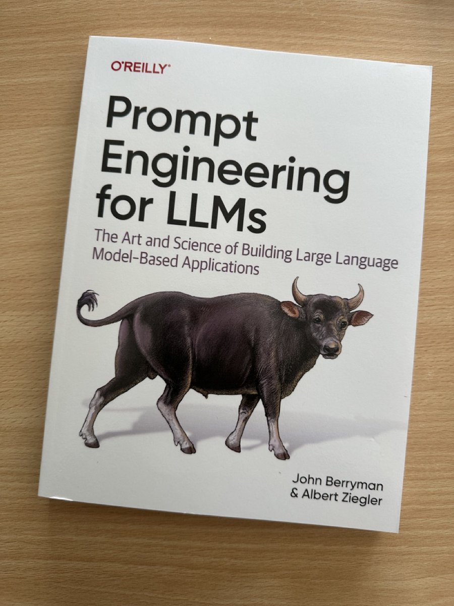 Leonie (@helloiamleonie) on Twitter photo My technical reviewer's copy has finally arrived!
Last year, I had the pleasure of reviewing “Prompt Engineering for LLMs” by <a href="/thewunderalbert/">Albert Ziegler</a> and <a href="/JnBrymn/">John Berryman</a>.
Both authors were early researcher developers on GitHub Copilot.
And in this book, they share the knowledge on prompt My technical reviewer's copy has finally arrived!
Last year, I had the pleasure of reviewing “Prompt Engineering for LLMs” by <a href="/thewunderalbert/">Albert Ziegler</a> and <a href="/JnBrymn/">John Berryman</a>.
Both authors were early researcher developers on GitHub Copilot.
And in this book, they share the knowledge on prompt