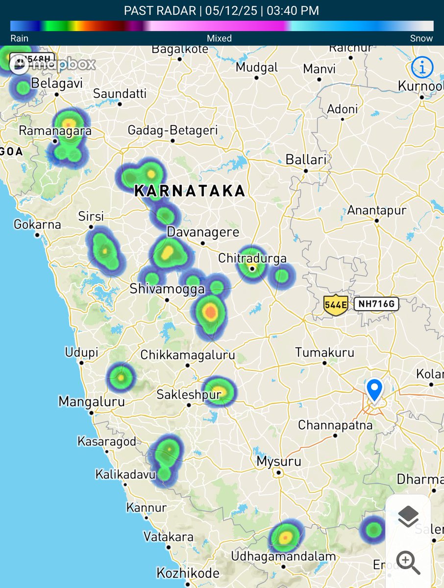 #KarnatakaRains as of 3:40 PM
Thunderstorm activity seen in parts of Chamarajanagara - Kodagu - Hassan - Chikkamaggaluru - Chitradurga - Davanagere - Haveri - Uttara Kannada &amp; Belagavi districts