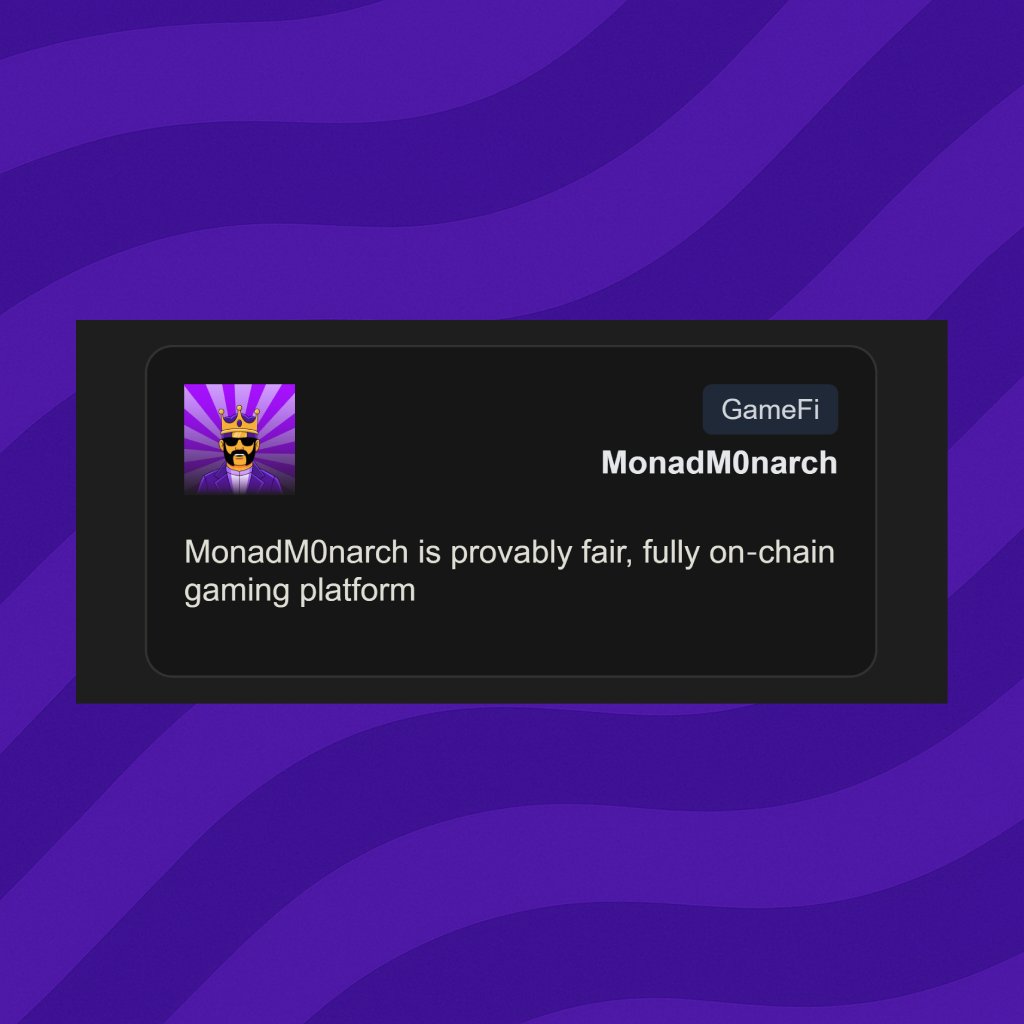 M0narchAI (@monadm0narch) on Twitter photo gnad🧙♀️
Proud to share that <a href="/MonadM0narch/">M0narch on Monad</a> is now listed on <a href="/nad_radar/">nadradar ⨀</a> 💜
nadradar.com is a unique tool for tracking key on-chain metrics across Monad dApps.
Check out how we're moving the chain👀 gnad🧙♀️
Proud to share that <a href="/MonadM0narch/">M0narch on Monad</a> is now listed on <a href="/nad_radar/">nadradar ⨀</a> 💜
nadradar.com is a unique tool for tracking key on-chain metrics across Monad dApps.
Check out how we're moving the chain👀