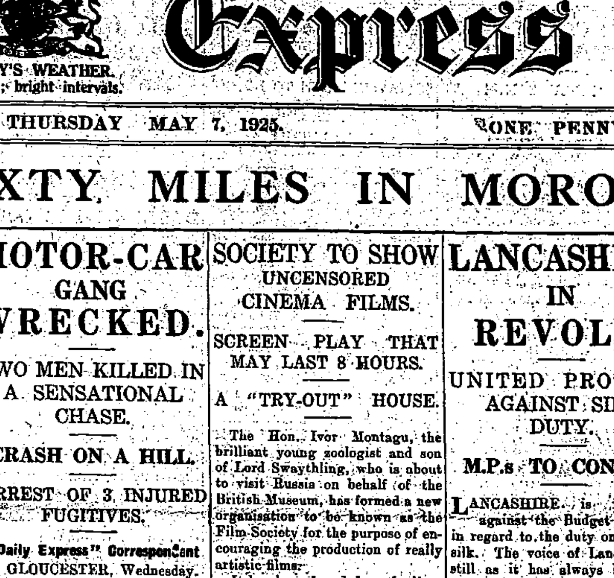 henrykmiller's tweet image. Very pleased to be in @SightSoundmag talking about the storied Film Society, a hundred years to the month since it was announced to the world on the front page of the Daily Express