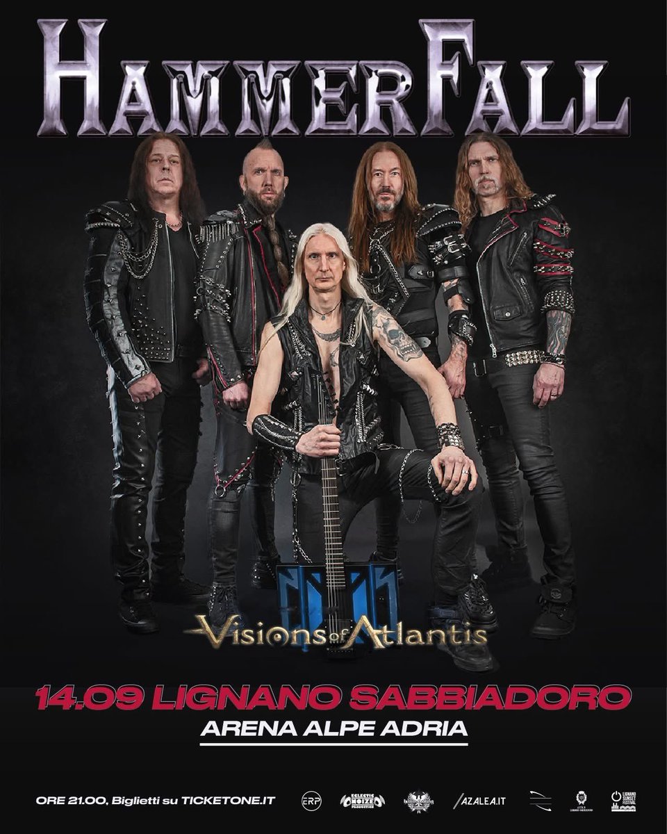 Templars, we are stoked to announce that Visions of Atlantis will join us as Special Guest in Italy on September 14th! 🔥

Grab you tickets over at Hammerfall.net/tours

#HammerFall