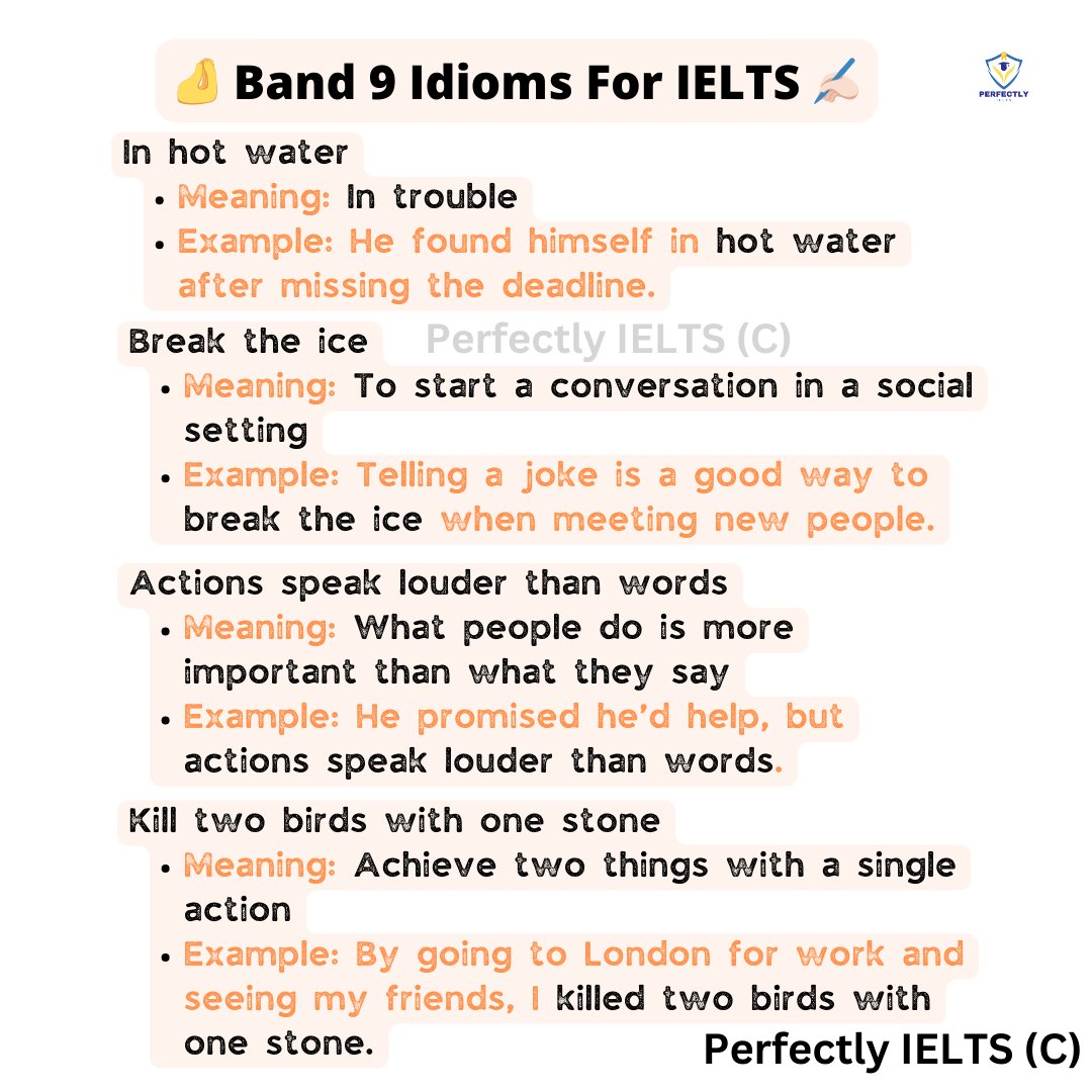 Want to sound like a native speaker and boost your IELTS Speaking score?

💡 Idioms like the ones shown, can show the examiner you’ve got natural, fluent English.