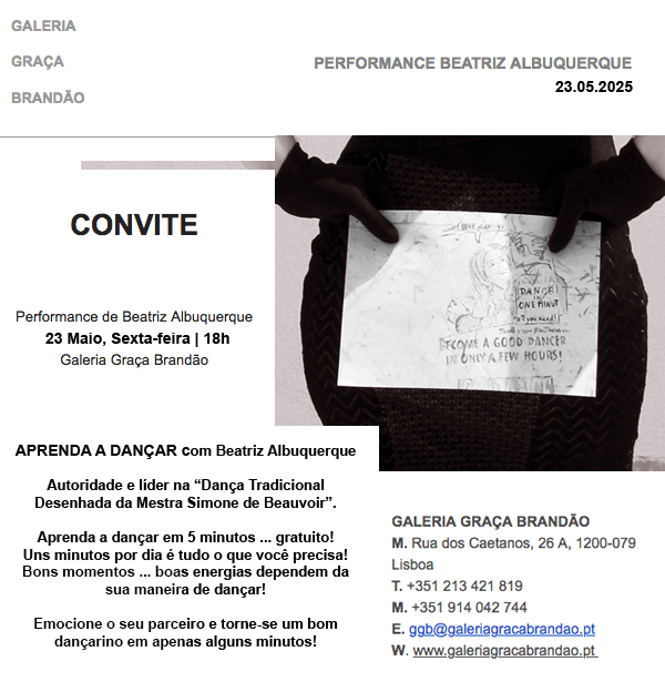 BAlbuquerqueart's tweet photo. ARTISTA PLÁSTICA BEATRIZ ALBUQUERQUE 
OFERECE AULA DE DANÇA BASEADA NOS 
PENSAMENTOS DE SIMONE BEAUVOIR GRATUITAMENTE #galeriagracabrandao #Lisboa @BAlbuquerqueart https://t.co/BTatPj5VA2