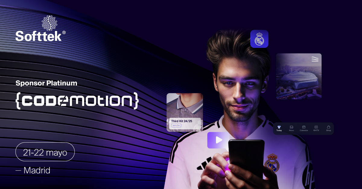 🌟 Softtek estará en <a href="/CodemoMadrid/">Codemotion Madrid</a> como patrocinador Platinum este 21 y 22 de mayo.
Pásate por nuestro stand: innovación, tecnología y sorpresas especiales te esperan como partner global del <a href="/realmadrid/">Real Madrid C.F.</a>.